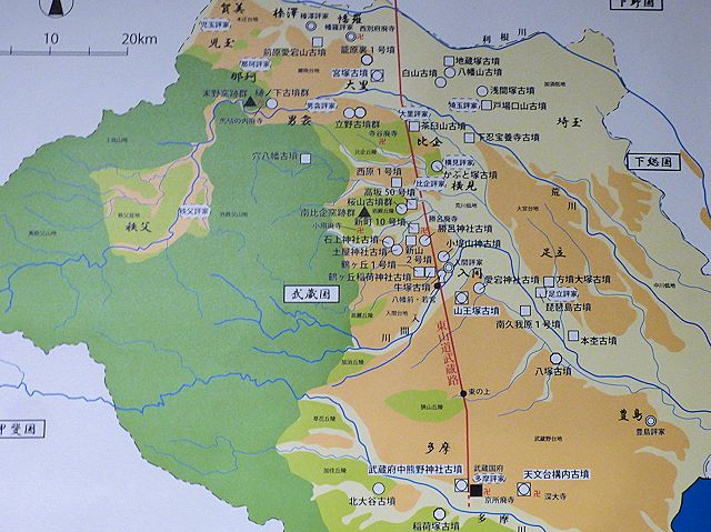 川越市立博物館 古墳の位置を示したパネル